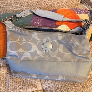 Coach Silver/Grey Signature Shoulder Bag